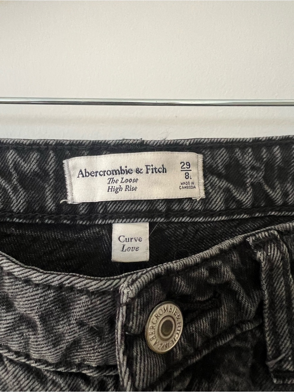 Abercrombie & Fitch Black Wash High Rise Loose Jeans Curve Love